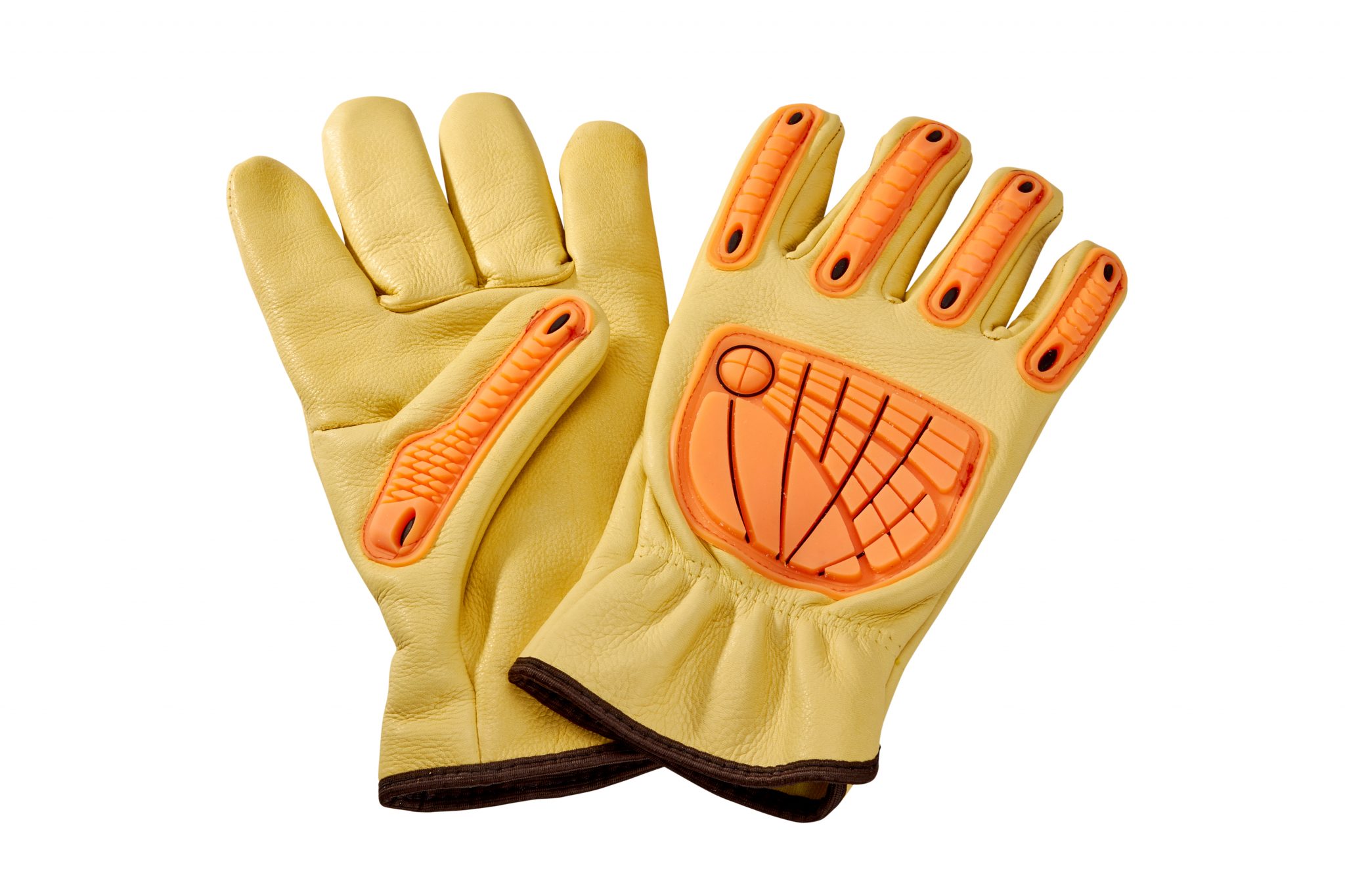 Protects only in the places where impact occurs so glove stays fully flexible.